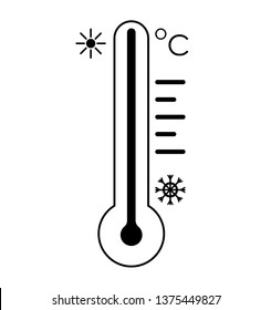 Thermometer icon cold symbol and sun symbol. Vector illustration on white background