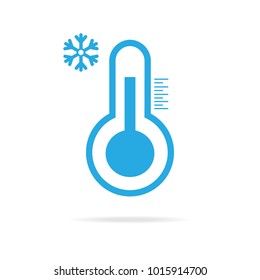 Thermometer icon. Cold weather thermometer icon vector illustration on white background. Flat web design element for website, app or infographics materials.