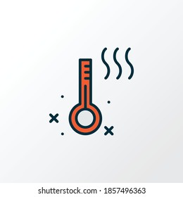 Thermometer icon colored line symbol. Premium quality isolated temperature measurement element in trendy style.