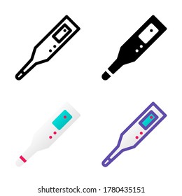 thermometer icon design in line, solid, flat and filled lined style suitable for medical, medicine, health icon, website, app and ui design. vector temperature illustration on white background.