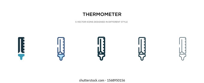 thermometer icon in different style vector illustration. two colored and black thermometer vector icons designed in filled, outline, line and stroke style can be used for web, mobile, ui