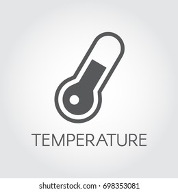 Thermometer icon drawing in trendy flat style. Black symbol temperature. Graphic element for culinary, medical, meteorological and other projects. Vector illustration