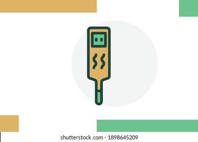 Thermometer icon filled line color in flat design medicine and health with elements