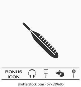 Thermometer icon flat. Black pictogram on white background. Vector illustration symbol and bonus button