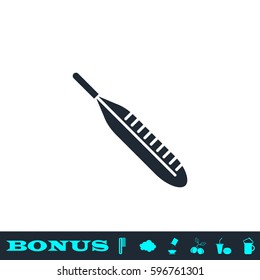 Thermometer icon flat. Black pictogram on white background. Vector illustration symbol and bonus button