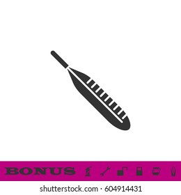 Thermometer icon flat. Black pictogram on white background. Vector illustration symbol and bonus button