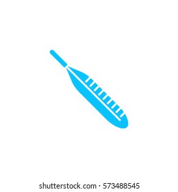 Thermometer icon flat. Blue pictogram on white background. Vector illustration symbol