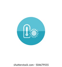 Thermometer icon in flat color circle style. Medical nature science temperature measure hot humid
