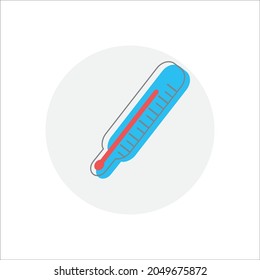 icono del termómetro en diseño plano. en un fondo gris. hecho en colores azul-rojo. ilustración vectorial aislada de iconos