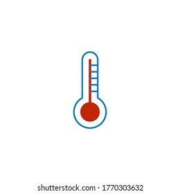 Thermometer icon , Flat design style, hot temperature, measuring equipment. Stock vector illustration isolated on white background.