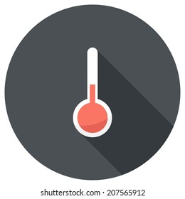 Thermometer icon. Flat design style modern vector illustration. Isolated on stylish color background. Flat long shadow icon. Elements in flat design.