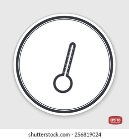 Thermometer icon. Flat design style. Made vector illustration. Emblem or label with shadow.