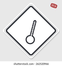 Thermometer icon. Flat design style. Made vector illustration. Emblem or label with shadow.