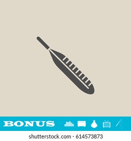 Thermometer icon flat. Grey pictogram on light background. Vector illustration symbol and bonus button real estate, ottoman, vase, tv, fishing rod