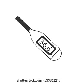 Thermometer icon flat. Illustration isolated on white background. Vector grey sign symbol
