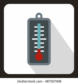 Thermometer icon in flat style with long shadow. Measurement symbol vector illustration