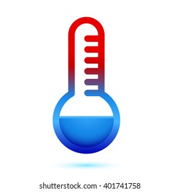 thermometer icon, flat symbol, minimal icon design red blue shades gradient
