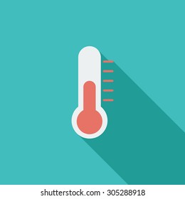 Thermometer icon. Flat vector related icon with long shadow for web and mobile applications. It can be used as - logo, pictogram, icon, infographic element. Vector Illustration.