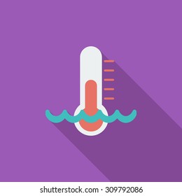 Thermometer icon. Flat vector related icon with long shadow for web and mobile applications. It can be used as - logo, pictogram, icon, infographic element. Vector Illustration.