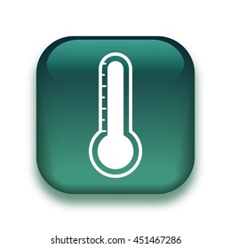 thermometer icon - glossy vector button