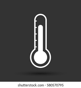Thermometer icon. Goal flat vector illustration isolated on black background.
