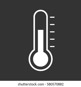 Thermometer icon. Goal flat vector illustration isolated on black background.