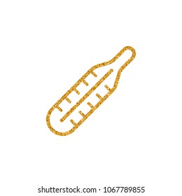 Thermometer icon in gold glitter texture. Sparkle luxury style vector illustration.