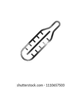 Thermometer icon in halftone style. Black and white monochrome vector illustration.