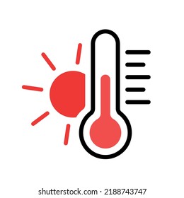 thermometer icon heat, temperature scale symbol, warm weather sign, simple isolated vector image