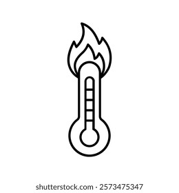 Thermometer icon Heat, warm, fire color editable 