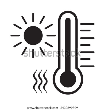 thermometer icon, Heatwave icon, climate change, global warming. Thermometer. Heat wave
