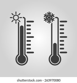 The thermometer icon. High and Low temperature symbol. Flat Vector illustration