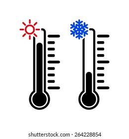 The thermometer icon. High and Low temperature symbol. Flat Vector illustration