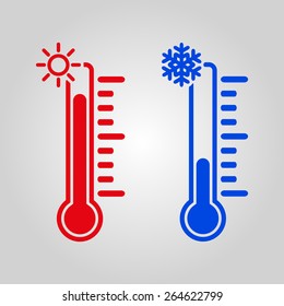 The thermometer icon. High and Low temperature symbol. Flat Vector illustration