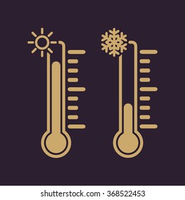 The thermometer icon. High and Low temperature symbol. Flat Vector illustration