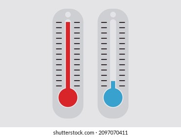 Thermometer icon in high and low temperatures.