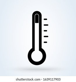 Thermometer icon. High termperature, Fever, Flu symbols. Temperature measurement illustration.