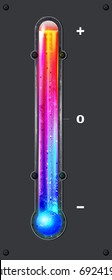 thermometer icon of hot and cold indicator. EPS10, and transparency. Season, winter summer. Arial text in the curves.