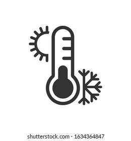 Thermometer icon with hot and cold symbols, Sun / Snowflake