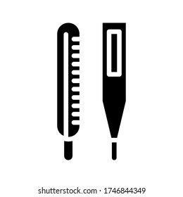 Thermometer icon for hot and cold temperature symbols, Glyph vector illustration