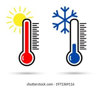 Thermometer icon for hot and cold temperature symbols, Glyph vector illustration
