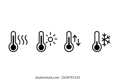 Thermometer icon. Hot, cold temperature vector. Warm, freeze weather. Celsius, fahrenheit degree.