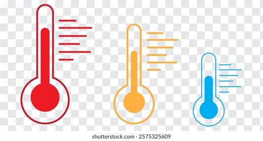 Thermometer icon. Hot, cold temperature vector. Warm, freeze weather. Celsius, Fahrenheit degree. Colorful Thermometer Design icon.