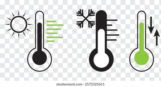 Thermometer icon. Hot, cold temperature vector. Warm, freeze weather. Celsius, Fahrenheit degree. Colorful Thermometer Design icon.