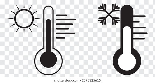 Thermometer icon. Hot, cold temperature vector. Warm, freeze weather. Celsius, Fahrenheit degree. Colorful Thermometer Design icon.