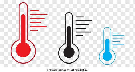 Thermometer icon. Hot, cold temperature vector. Warm, freeze weather. Celsius, Fahrenheit degree. Colorful Thermometer Design icon.