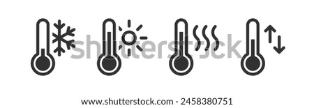 Thermometer icon. Hot, cold temperature vector. Warm, freeze weather. Celsius, fahrenheit degree.