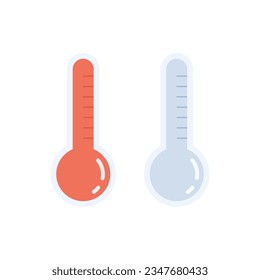 Thermometer icon. Hot and cold weather icon. Forecast element.Vector illustration cartoon flat style.