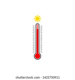 Thermometer icon. Hot weather.  Vector illustration. 