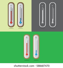 Thermometer icon. Icons thermometer in different styles.